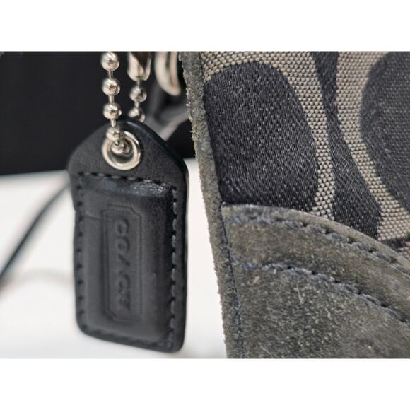 Coach Signature Black Canvas Leather Trim Zipper Closure Wristlet - Coin Wallet - Picture 3 of 7